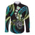 Hawaii Shaka Sign Family Matching Short Sleeve Bodycon Dress and Hawaiian Shirt Fantastic Frangipani Chartreuse Cyan