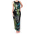 Hawaii Shaka Sign Family Matching Tank Maxi Dress and Hawaiian Shirt Fantastic Frangipani Chartreuse Cyan