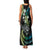 Hawaii Shaka Sign Family Matching Tank Maxi Dress and Hawaiian Shirt Fantastic Frangipani Chartreuse Cyan