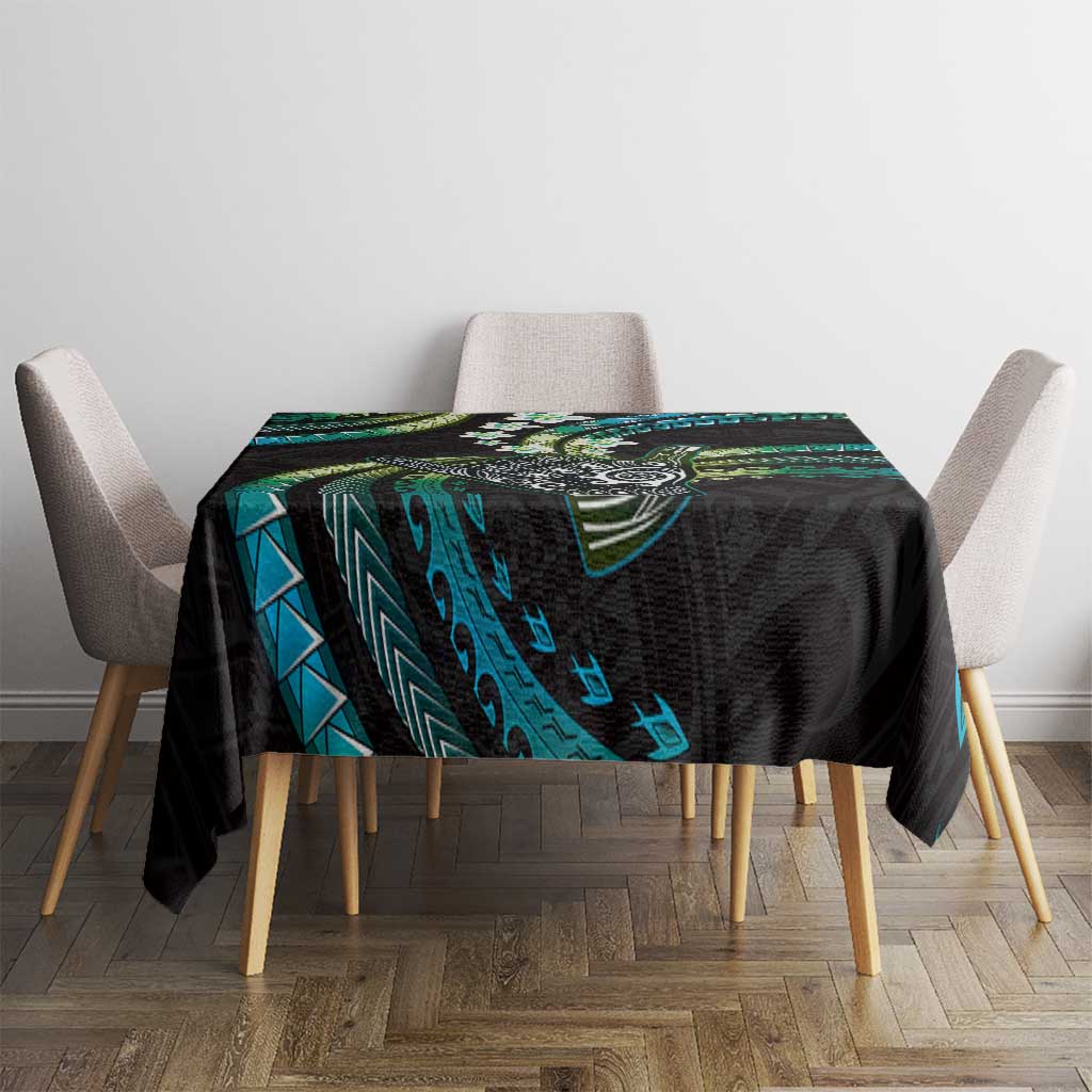 Hawaii Shaka Sign Tablecloth Fantastic Frangipani Chartreuse Cyan