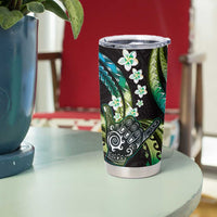 Hawaii Shaka Sign Tumbler Cup Fantastic Frangipani Chartreuse Cyan