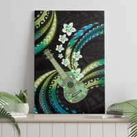 Hawaiian Ukulele Canvas Wall Art Chartreuse Cyan Fantastic Plumeria