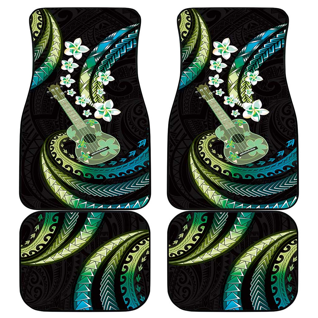 Hawaiian Ukulele Car Mats Chartreuse Cyan Fantastic Plumeria
