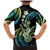 Hawaiian Ukulele Family Matching Mermaid Dress and Hawaiian Shirt Chartreuse Cyan Fantastic Plumeria