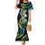 Hawaiian Ukulele Family Matching Mermaid Dress and Hawaiian Shirt Chartreuse Cyan Fantastic Plumeria