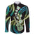 Hawaiian Ukulele Family Matching Short Sleeve Bodycon Dress and Hawaiian Shirt Chartreuse Cyan Fantastic Plumeria