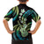 Hawaiian Ukulele Family Matching Tank Maxi Dress and Hawaiian Shirt Chartreuse Cyan Fantastic Plumeria