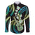 Hawaiian Ukulele Family Matching Tank Maxi Dress and Hawaiian Shirt Chartreuse Cyan Fantastic Plumeria