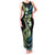Hawaiian Ukulele Family Matching Tank Maxi Dress and Hawaiian Shirt Chartreuse Cyan Fantastic Plumeria