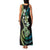 Hawaiian Ukulele Family Matching Tank Maxi Dress and Hawaiian Shirt Chartreuse Cyan Fantastic Plumeria