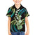 Hawaiian Ukulele Family Matching Tank Maxi Dress and Hawaiian Shirt Chartreuse Cyan Fantastic Plumeria