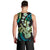 Hawaiian Ukulele Men Tank Top Chartreuse Cyan Fantastic Plumeria