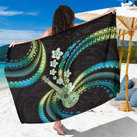 Hawaiian Ukulele Sarong Chartreuse Cyan Fantastic Plumeria