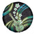 Hawaiian Ukulele Spare Tire Cover Chartreuse Cyan Fantastic Plumeria