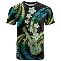 Hawaiian Ukulele T Shirt Chartreuse Cyan Fantastic Plumeria