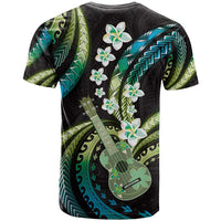 Hawaiian Ukulele T Shirt Chartreuse Cyan Fantastic Plumeria