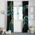Hawaiian Ukulele Window Curtain Chartreuse Cyan Fantastic Plumeria