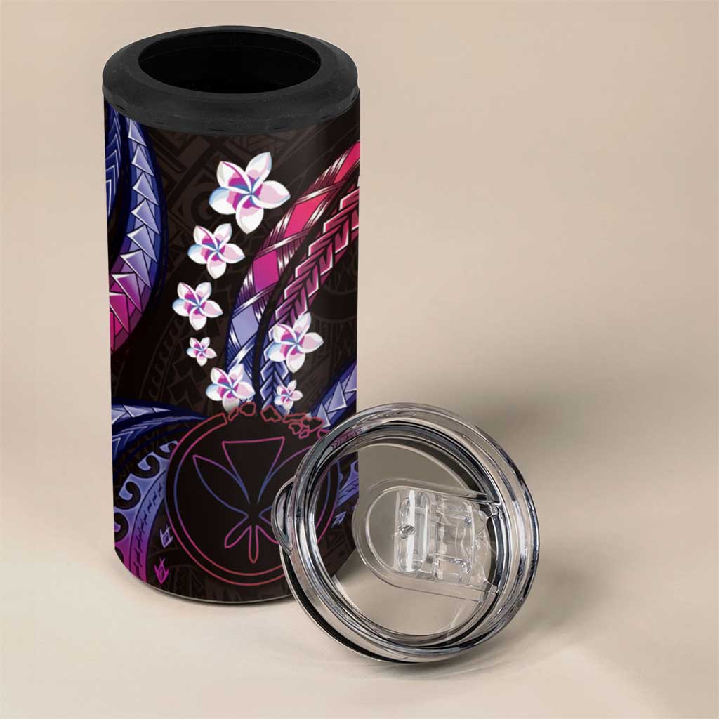 Hawaii Map Kanaka Maoli 4 in 1 Can Cooler Tumbler Fantastic Frangipani Sweet Dream