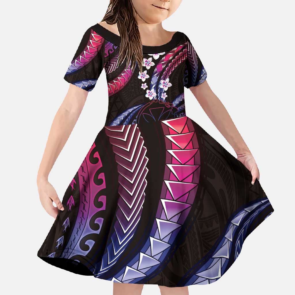 Hawaii Map Kanaka Maoli Family Matching Summer Maxi Dress and Hawaiian Shirt Fantastic Frangipani Sweet Dream LT01 Daughter's Dress Pink - Polynesian Pride