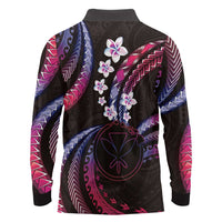 Hawaii Map Kanaka Maoli Long Sleeve Polo Shirt Fantastic Frangipani Sweet Dream