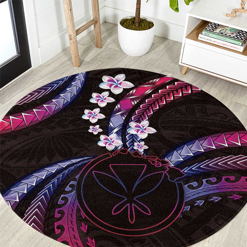 Hawaii Map Kanaka Maoli Round Carpet Fantastic Frangipani Sweet Dream