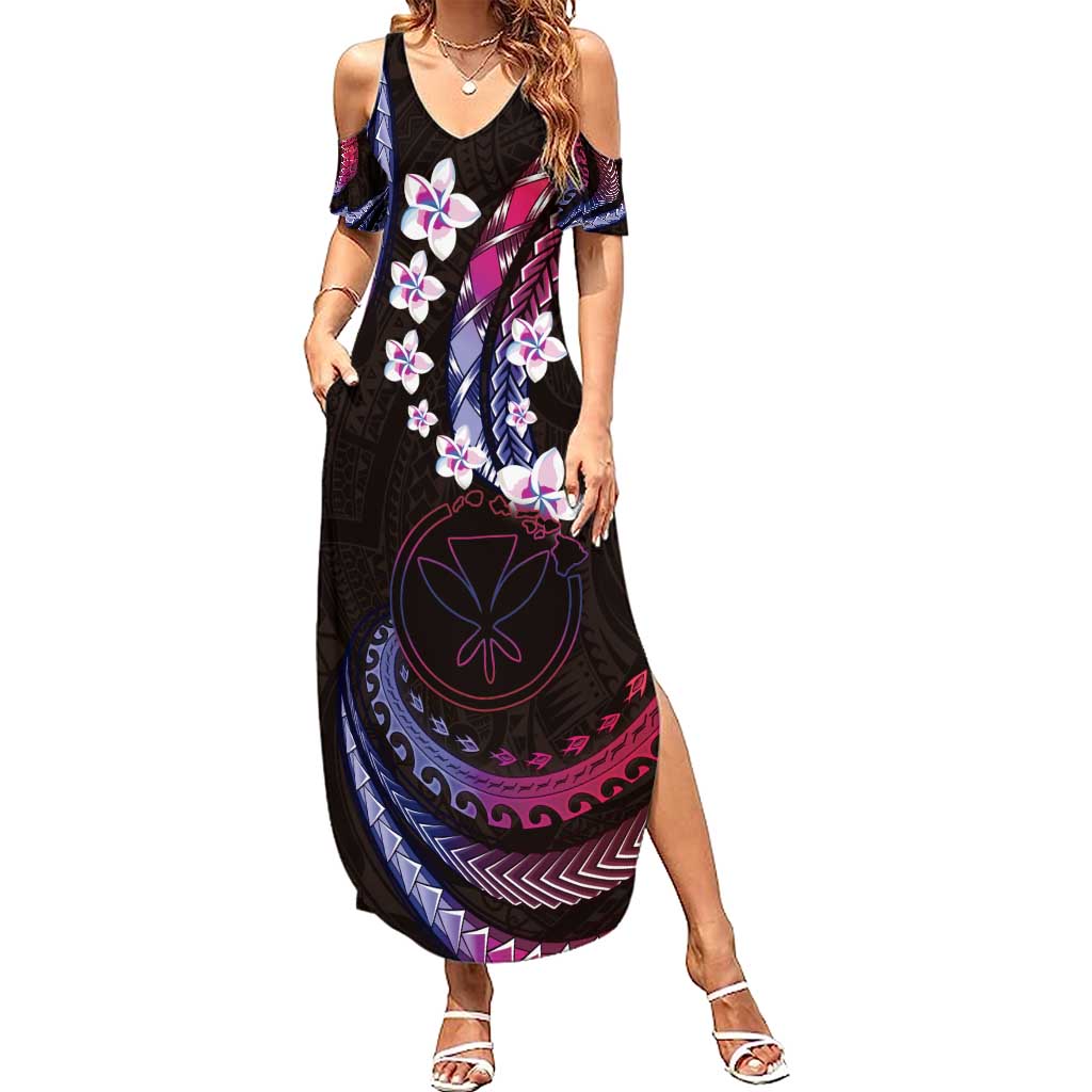 Hawaii Map Kanaka Maoli Summer Maxi Dress Fantastic Frangipani Sweet Dream
