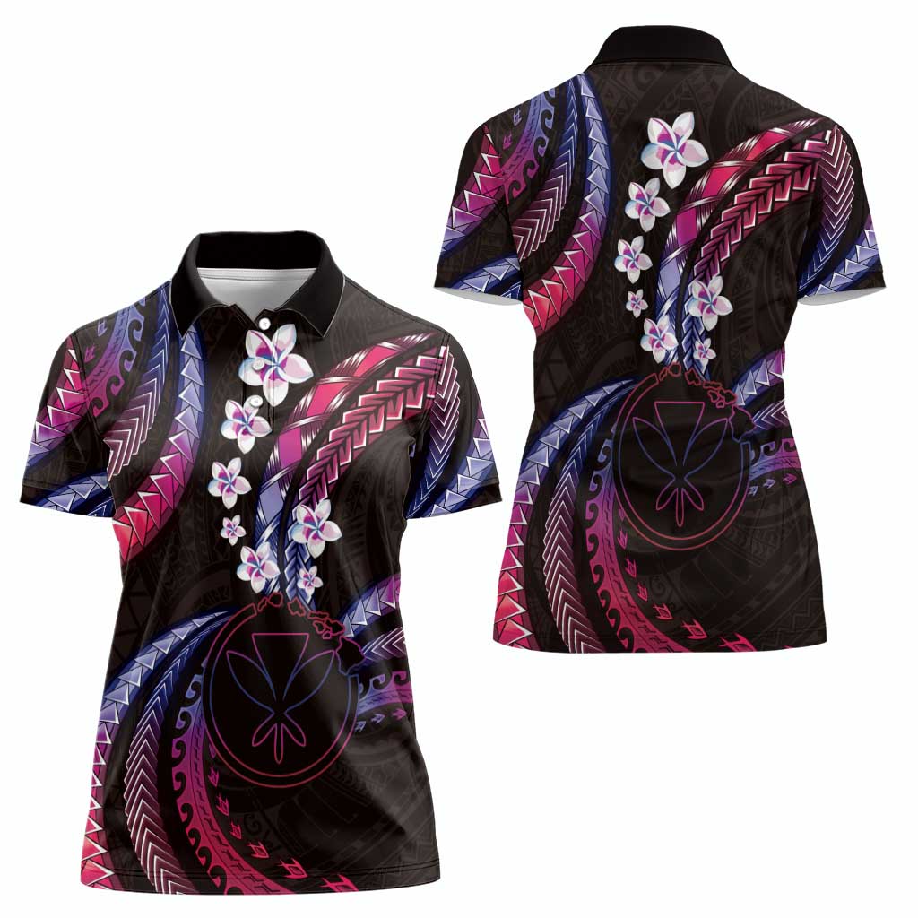 Hawaii Map Kanaka Maoli Women Polo Shirt Fantastic Frangipani Sweet Dream