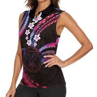 Hawaii Map Kanaka Maoli Women Sleeveless Polo Shirt Fantastic Frangipani Sweet Dream