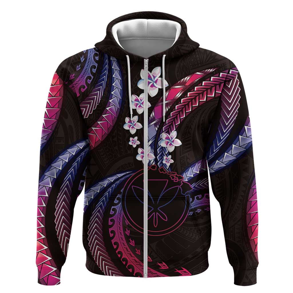 Hawaii Map Kanaka Maoli Zip Hoodie Fantastic Frangipani Sweet Dream