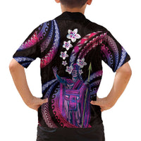 Hawaii King Kamehameha Family Matching Long Sleeve Bodycon Dress and Hawaiian Shirt Fantastic Plumeria Sweet Vibes