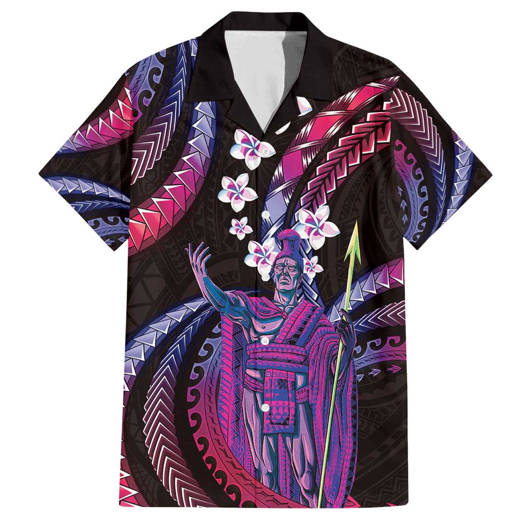 Hawaii King Kamehameha Family Matching Off Shoulder Short Dress and Hawaiian Shirt Fantastic Plumeria Sweet Vibes LT01 Dad's Shirt - Short Sleeve Pink - Polynesian Pride
