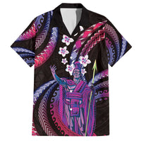 Hawaii King Kamehameha Family Matching Summer Maxi Dress and Hawaiian Shirt Fantastic Plumeria Sweet Vibes LT01 Dad's Shirt - Short Sleeve Pink - Polynesian Pride