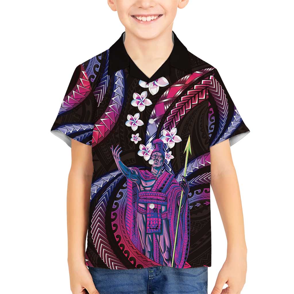 Hawaii King Kamehameha Family Matching Summer Maxi Dress and Hawaiian Shirt Fantastic Plumeria Sweet Vibes LT01 Son's Shirt Pink - Polynesian Pride