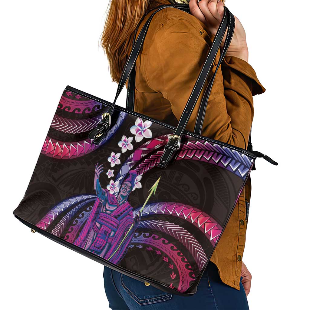 Hawaii King Kamehameha Leather Tote Bag Fantastic Plumeria Sweet Vibes