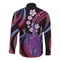 Hawaii King Kamehameha Long Sleeve Button Shirt Fantastic Plumeria Sweet Vibes
