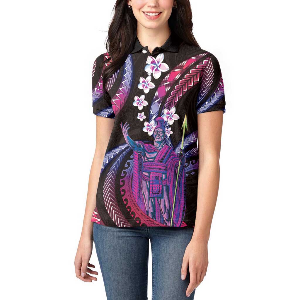 Hawaii King Kamehameha Women Polo Shirt Fantastic Plumeria Sweet Vibes