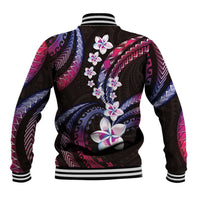 Hawaii Plumeria Baseball Jacket Sweet Gradient Polynesian Pattern