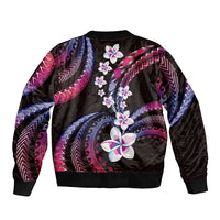Hawaii Plumeria Bomber Jacket Sweet Gradient Polynesian Pattern