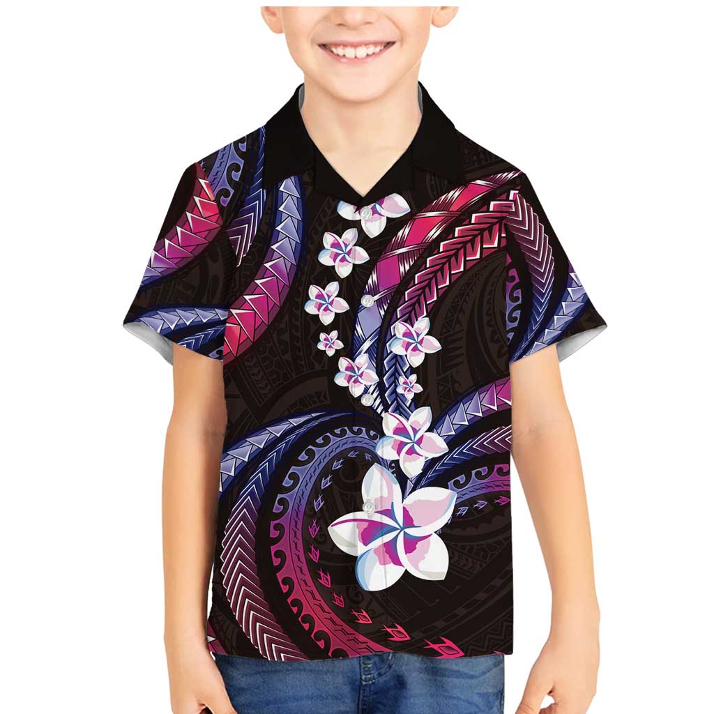 Hawaii Plumeria Family Matching Mermaid Dress and Hawaiian Shirt Sweet Gradient Polynesian Pattern