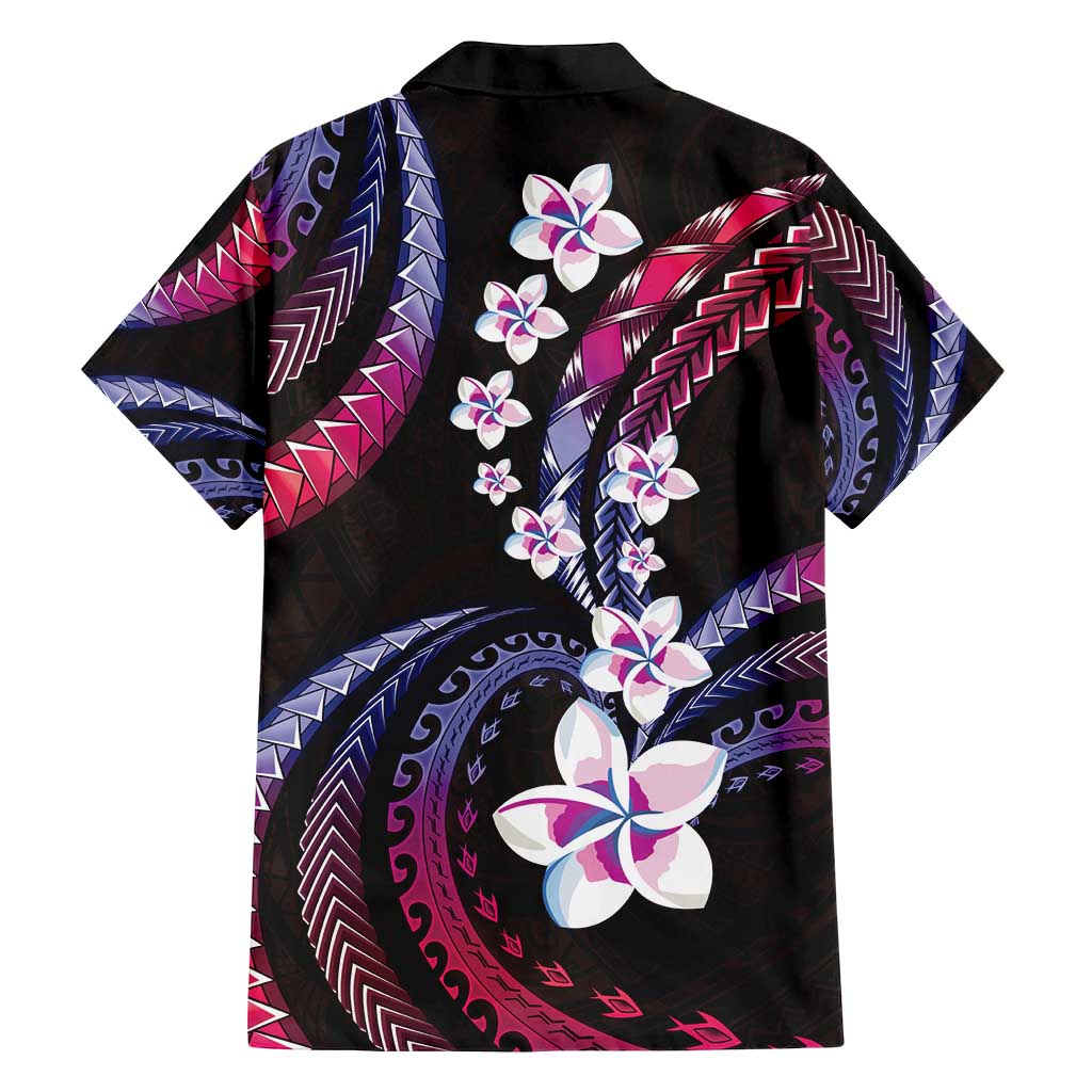 Hawaii Plumeria Family Matching Off Shoulder Maxi Dress and Hawaiian Shirt Sweet Gradient Polynesian Pattern