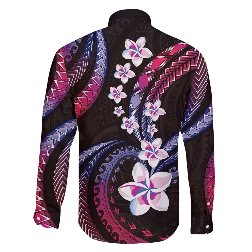 Hawaii Plumeria Family Matching Off Shoulder Maxi Dress and Hawaiian Shirt Sweet Gradient Polynesian Pattern