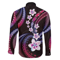 Hawaii Plumeria Family Matching Off Shoulder Maxi Dress and Hawaiian Shirt Sweet Gradient Polynesian Pattern