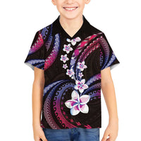 Hawaii Plumeria Family Matching Off Shoulder Maxi Dress and Hawaiian Shirt Sweet Gradient Polynesian Pattern