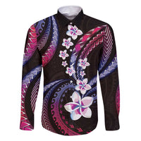 Hawaii Plumeria Family Matching Summer Maxi Dress and Hawaiian Shirt Sweet Gradient Polynesian Pattern LT01 Dad's Shirt - Long Sleeve Pink - Polynesian Pride