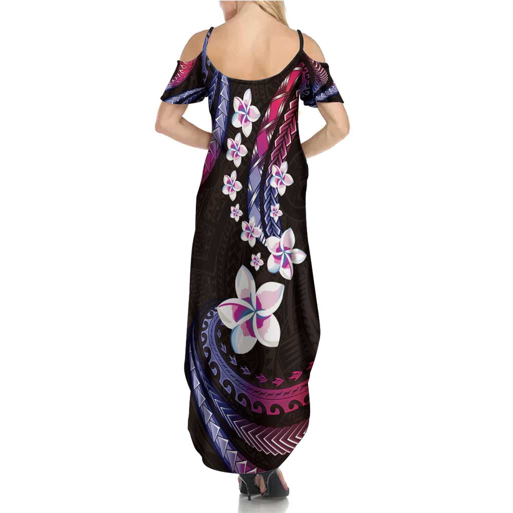 Hawaii Plumeria Family Matching Summer Maxi Dress and Hawaiian Shirt Sweet Gradient Polynesian Pattern LT01 - Polynesian Pride