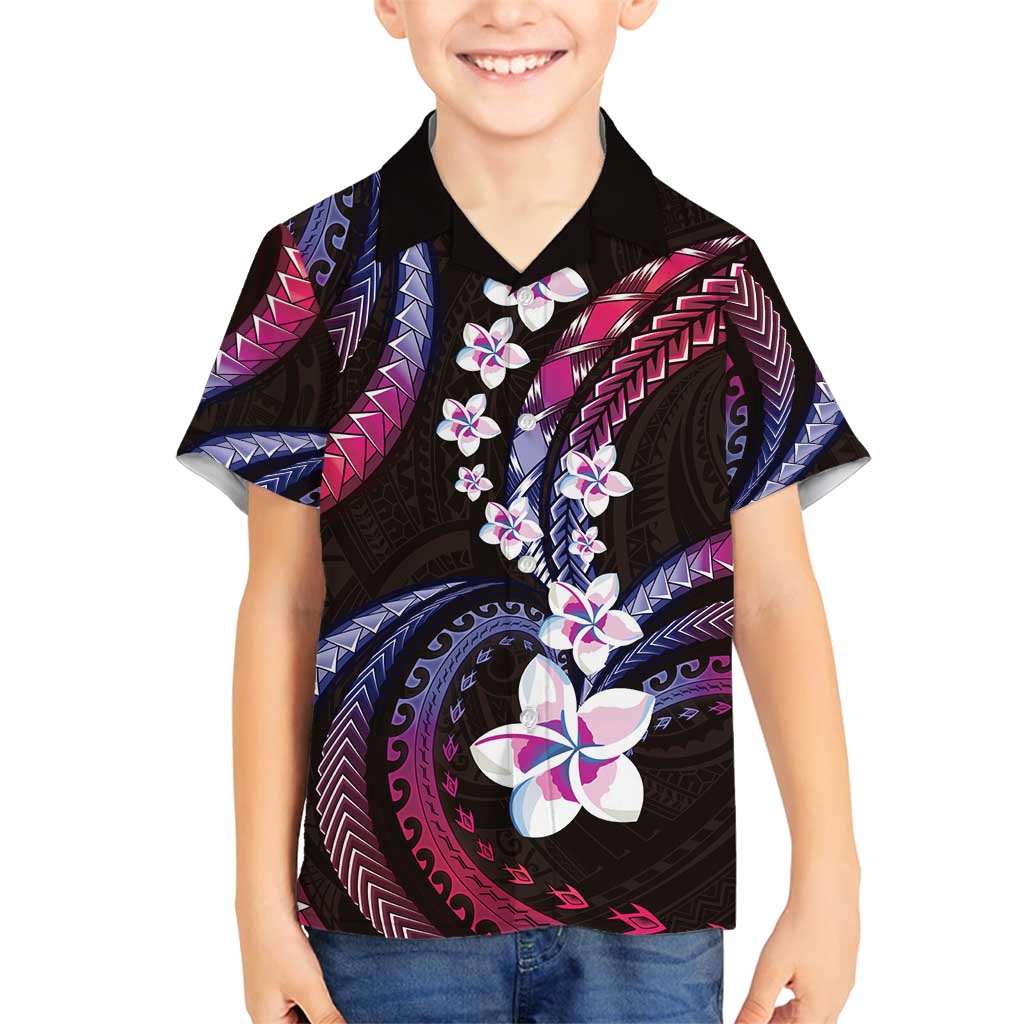 Hawaii Plumeria Family Matching Summer Maxi Dress and Hawaiian Shirt Sweet Gradient Polynesian Pattern LT01 Son's Shirt Pink - Polynesian Pride