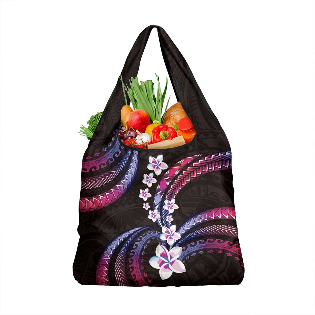 Hawaii Plumeria Grocery Bag Sweet Gradient Polynesian Pattern