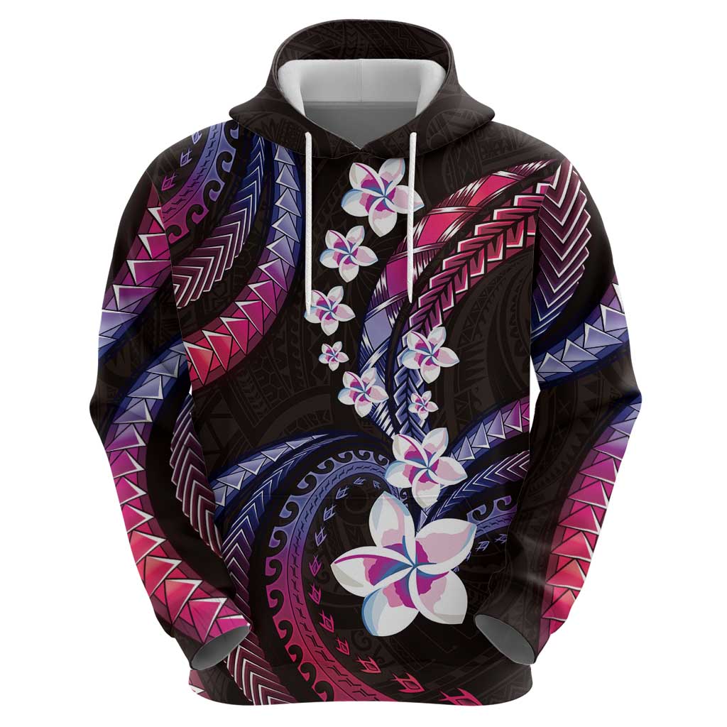 Hawaii Plumeria Hoodie Sweet Gradient Polynesian Pattern