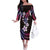 Hawaii Plumeria Off The Shoulder Long Sleeve Dress Sweet Gradient Polynesian Pattern