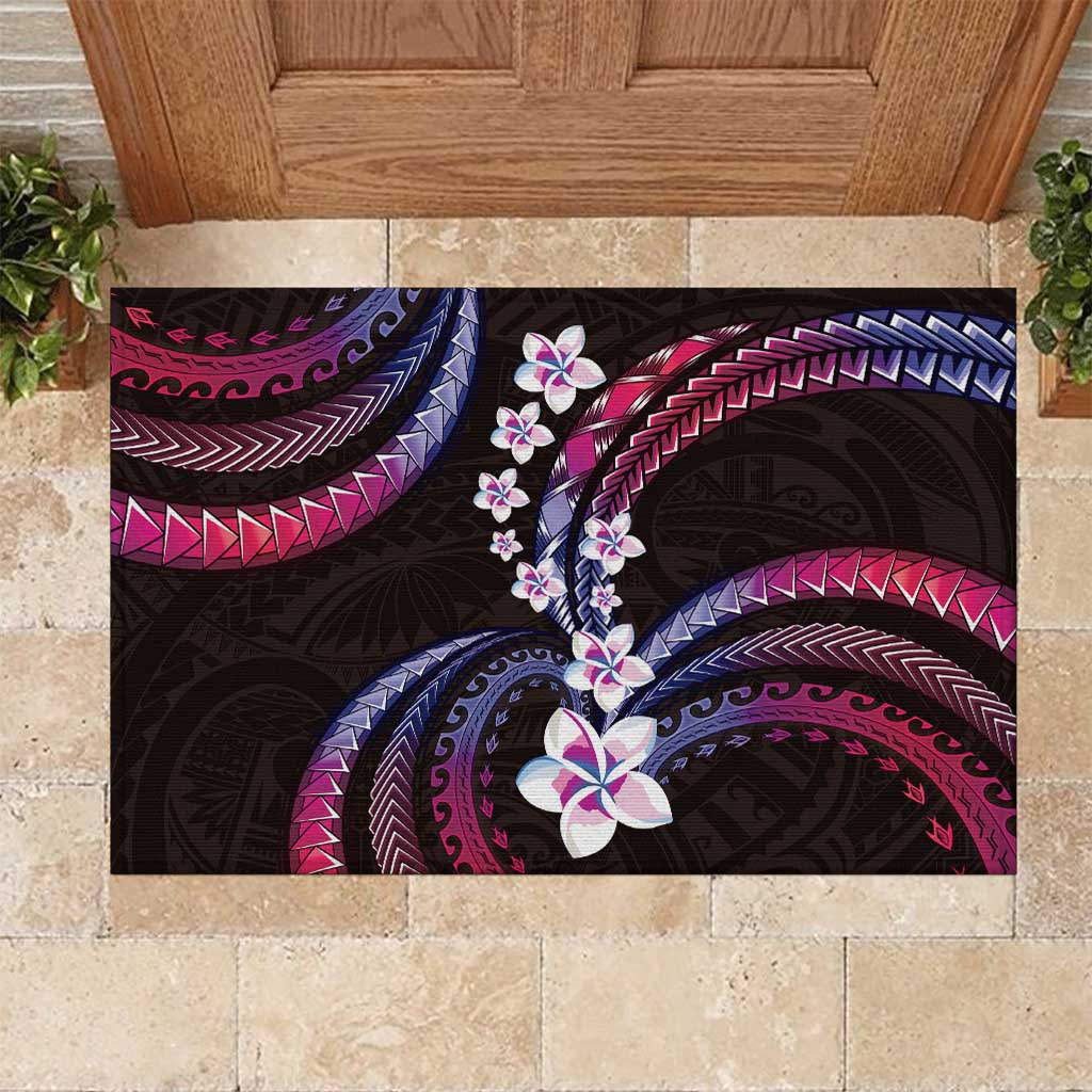 Hawaii Plumeria Rubber Doormat Sweet Gradient Polynesian Pattern